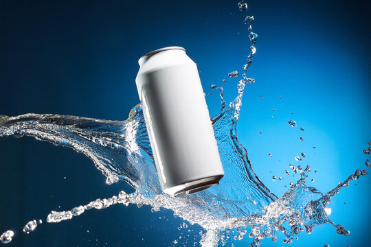 water splash in a soda can mockup