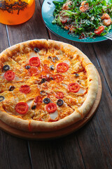 Fresh and tasty pizza with toppings