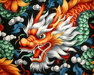 Fototapeta premium Vibrant and majestic dragon art a stunning representation of mythical creatures with intricate details and bold colors