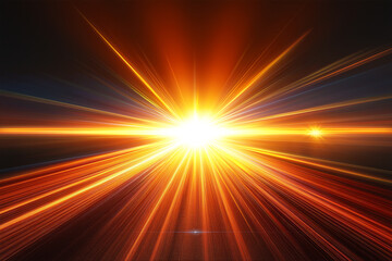 Obraz premium Abstract Sunset background, with Gold lens flare effects, on a dark background, for overlay or screen filter 
