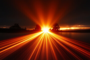 Abstract Sunset background, with Gold lens flare effects, on a dark background, for overlay or screen filter	
