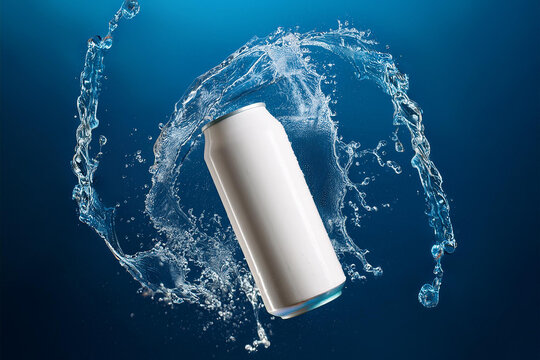 water splash in a soda can mockup