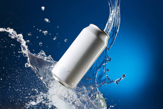 water splash in a soda can mockup