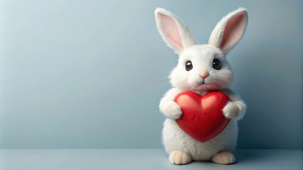 Obraz premium whimsical white bunny holding heart