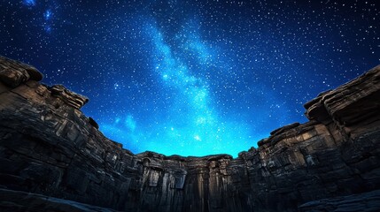 Night Sky Over Rugged Rock Formation