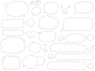 Fototapeta premium 白の吹き出し：シンプルな手描きの線画1