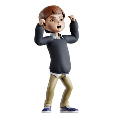 3D character rendering child boy pose library design illustrator