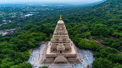 Aerial View of Ancient Temple Surrounded by Nature