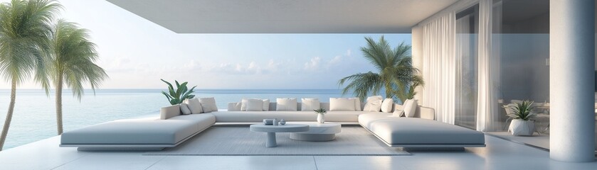 Fototapeta premium A modern outdoor living space with a minimalist design. 