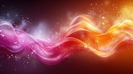 Dynamic abstract wave patterns in vibrant pink and orange hues against a dark background creating a sense of movement and energy