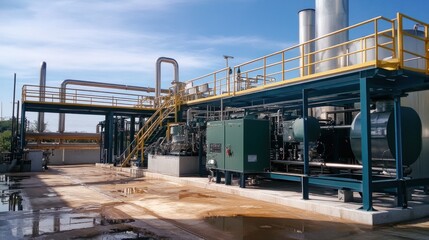 Pollution control equipment installed at an industrial plant, ensuring eco-friendly operations.