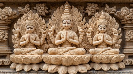 Fototapeta premium Serene Stone Statues of Meditating Deities