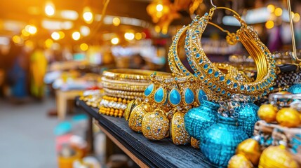Fototapeta premium Vibrant Display of Colorful Traditional Jewelry