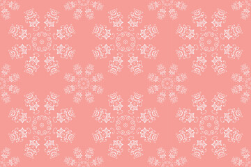 Damask Flower Fabric Texture Simple Arabic Geometric Pattern Folk Embroidery, Aztec Ornament Print. Design for Carpet, Wallpaper, Clothing, Wrapping, Fabric