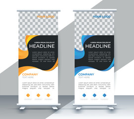Modern roll up banner design template. flyer. pull up. presentation. brochure. poster. advertisement. print media	
