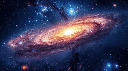 Obraz premium Stunning cosmic scene of the Milky Way Galaxy with glowing stars and nebulae swirling through space.