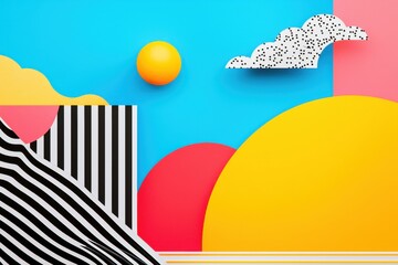 Obraz premium Vibrant geometric patterns a playful exploration of color and shape in design