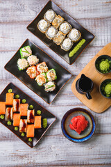 Delicious and fresh rolls with sauce