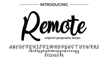 Remote Font Stylish brush painted an uppercase vector letters, alphabet, typeface