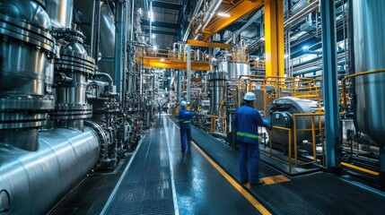 Workers in an industrial plant engineering new solutions for modern production challenges.