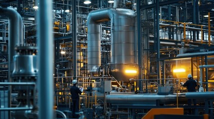 Workers in an industrial plant engineering new solutions for modern production challenges.