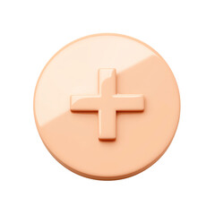 Fototapeta premium A glossy plus sign button isolated on a white background, symbolizing addition or positivity. transparent background