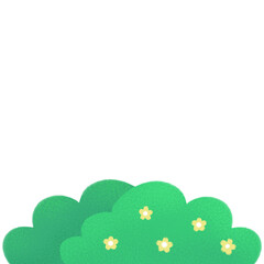 Cute Green Painting Bushes with Flowers Illustration