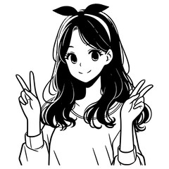 Cartoon girl silhouette 