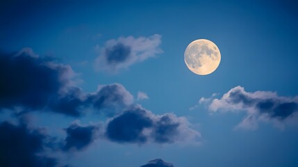 Bright Moon Through Partly Cloudy Sky