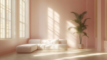 Minimalist Pink Room Sunlight