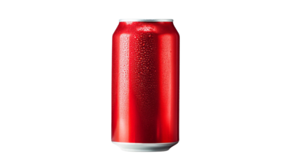 Red soda can, white isolated background transparent background