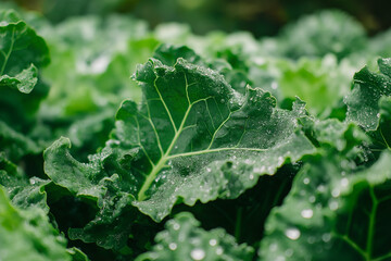Rocket or Arugula Eruca Sativa, Big green vegetable leaves Chinese kale.