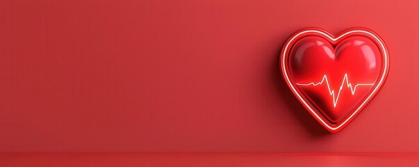 Holographic heart rate graph, glowing neon lines, futuristic health monitor, digital heart