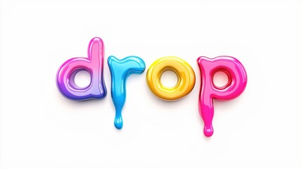 Vibrant colorful drop letters on isolated white background for creative design