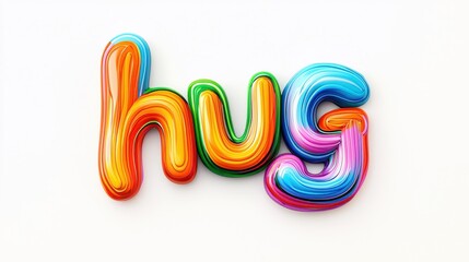 Obraz premium Colorful and playful representation of the word 'hug' on a white background