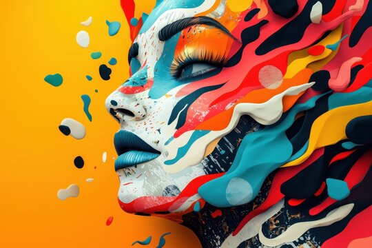 Vibrant fusion of creative typography and advertising in modern artwork