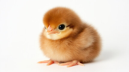Obraz premium Charming 4 month old baby chick with fluffy feathers, showcasing its adorable features and vibrant colors. This little bird exudes sense of warmth and innocence
