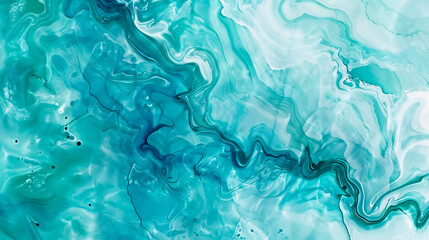 Naklejka premium Abstract watercolor paint background in teal blue and green with a liquid fluid texture.