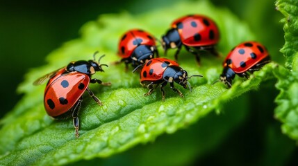 Obraz premium Organic farming using beneficial insects, like bees and ladybugs, to naturally pollinate crops and control pests.