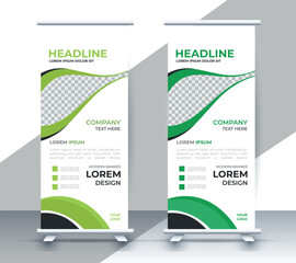 professional nature business roll up display standee template design	