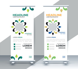 professional nature business roll up display standee template design	