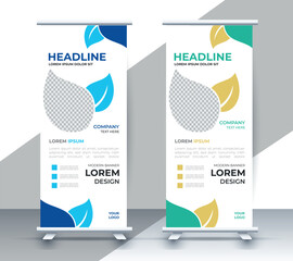 professional nature business roll up display standee template design	