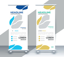 professional nature business roll up display standee template design	