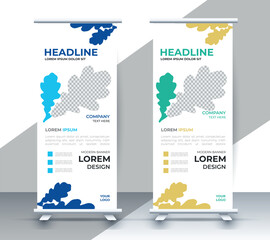 professional nature business roll up display standee template design	