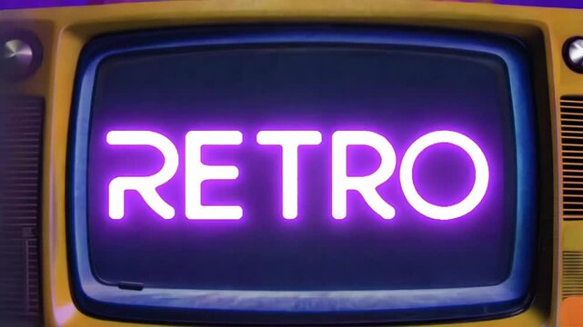  Animation of RETRO text on tv screen.  generative ai