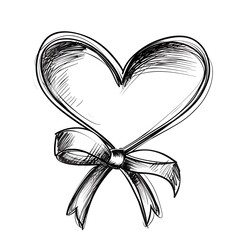 Abstract heart shape vector sketch illustration of a vintage love symbol