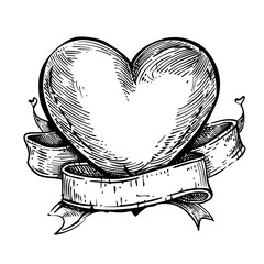 Abstract heart shape vector sketch illustration of a vintage love symbol