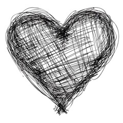Abstract heart shape vector sketch illustration of a vintage love symbol