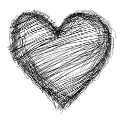 Abstract heart shape vector sketch illustration of a vintage love symbol