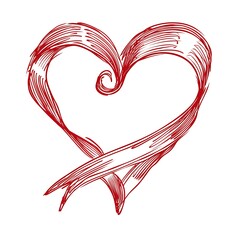 Abstract heart shape vector sketch illustration of a vintage love symbol